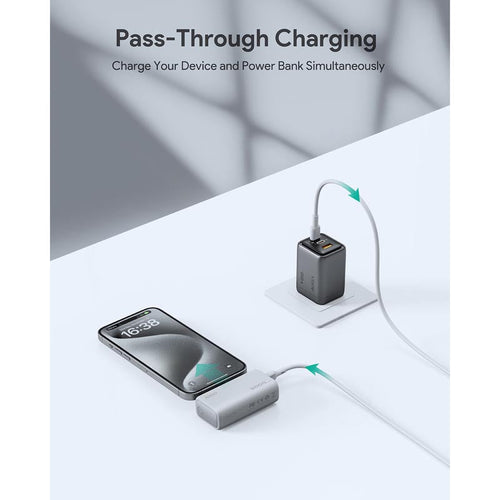 Aukey PB-Y59 Spark Mini 5000mAh Portable Power Bank with Built-in USB-C Port (White)