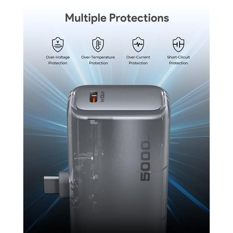 Aukey PB-Y59 Spark Mini 5000mAh Portable Power Bank with Built-in USB-C Port (White)