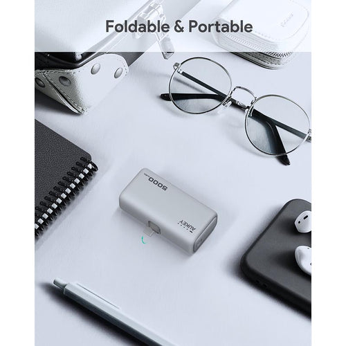 Aukey PB-Y59 Spark Mini 5000mAh Portable Power Bank with Built-in USB-C Port (White)