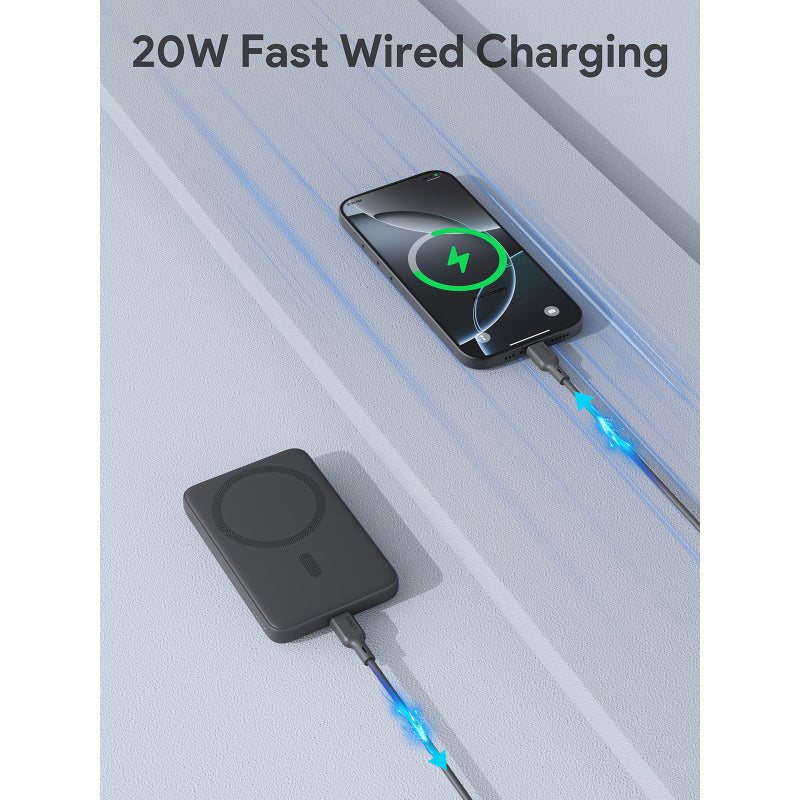 Aukey PB-MS03 MagFusion Slim 5000mAh Magnetic Wireless Charging Power Bank (Storm Gray)