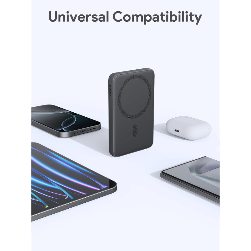 Aukey PB-MS03 MagFusion Slim 5000mAh Magnetic Wireless Charging Power Bank (Storm Gray)