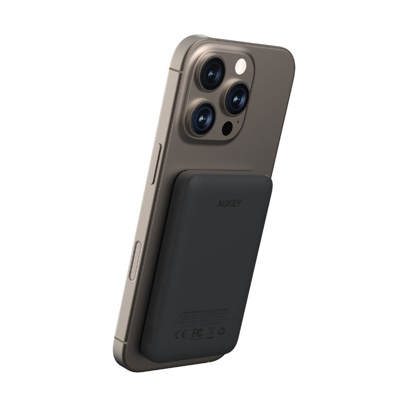 Aukey PB-MS03 MagFusion Slim 5000mAh Magnetic Wireless Charging Power Bank (Storm Gray)