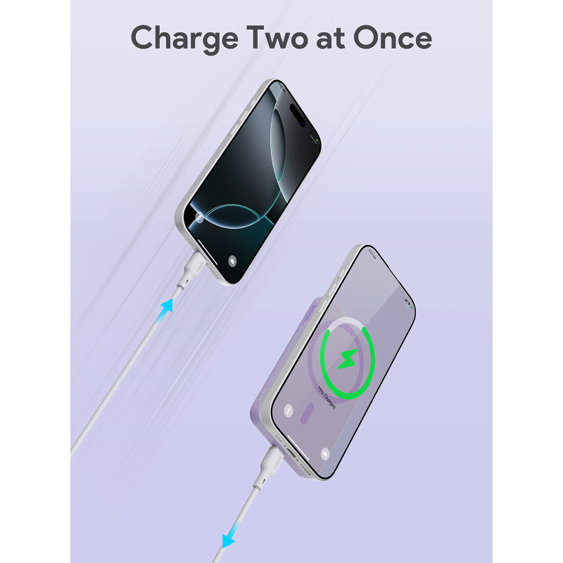 Aukey PB-MS03 MagFusion Slim 5000mAh Magnetic Wireless Charging Power Bank (Purple)