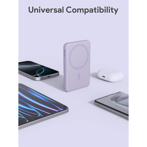 Aukey PB-MS03 MagFusion Slim 5000mAh Magnetic Wireless Charging Power Bank (Purple)