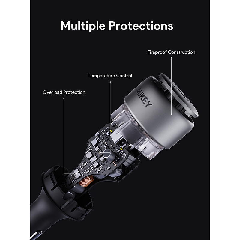 Aukey CC-P4 Pathfinder Mix 3 165W Fast Charging Car Charger (Gray)