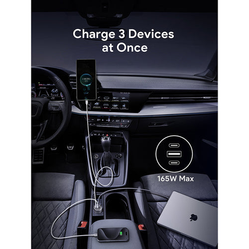 Aukey CC-P4 Pathfinder Mix 3 165W Fast Charging Car Charger (Gray)