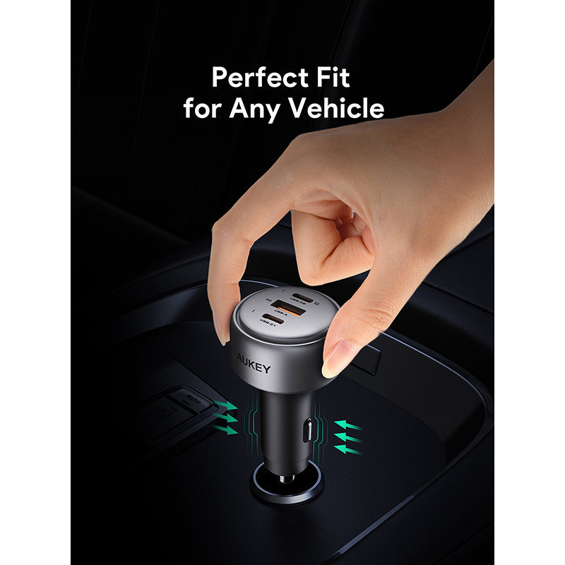 Aukey CC-P4 Pathfinder Mix 3 165W Fast Charging Car Charger (Gray)