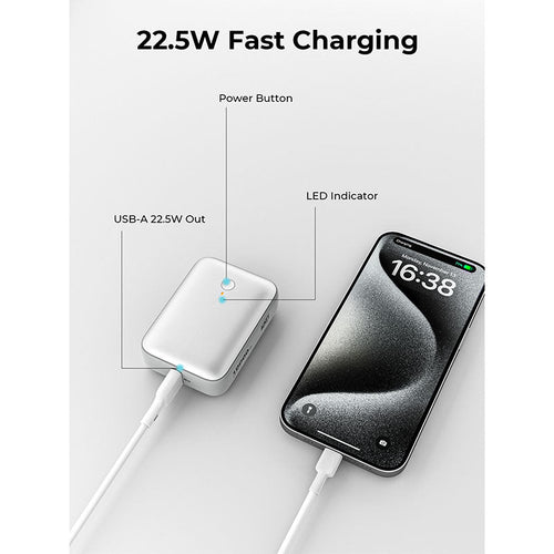 Aukey PB-Y55 Spark Mini 10000mAh Compact Fast Charging Power Bank with 20W PD (Frost White)