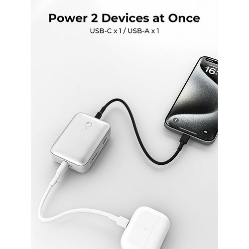 Aukey PB-Y55 Spark Mini 10000mAh Compact Fast Charging Power Bank with 20W PD (Frost White)