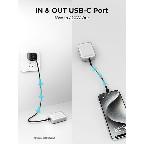 Aukey PB-Y55 Spark Mini 10000mAh Compact Fast Charging Power Bank with 20W PD (Frost White)