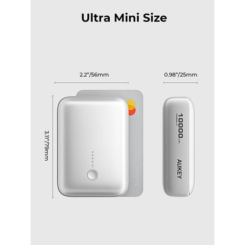 Aukey PB-Y55 Spark Mini 10000mAh Compact Fast Charging Power Bank with 20W PD (Frost White)