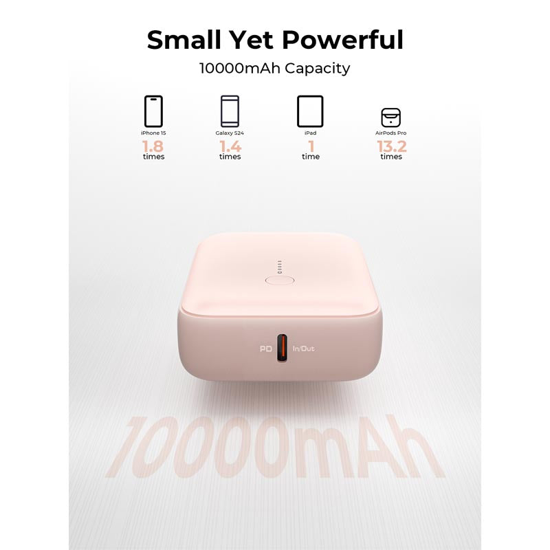 Aukey PB-Y55 Spark Mini 10000mAh Compact Fast Charging Power Bank with 20W PD (Pink)
