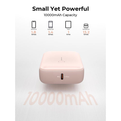 Aukey PB-Y55 Spark Mini 10000mAh Compact Fast Charging Power Bank with 20W PD (Pink)