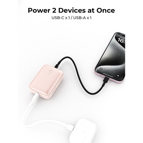 Aukey PB-Y55 Spark Mini 10000mAh Compact Fast Charging Power Bank with 20W PD (Pink)