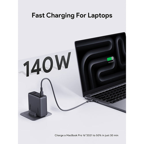 Aukey PA-C6 Comet Mix 4 140W Fast Charging Wall Charger with GaN Technology - Gray
