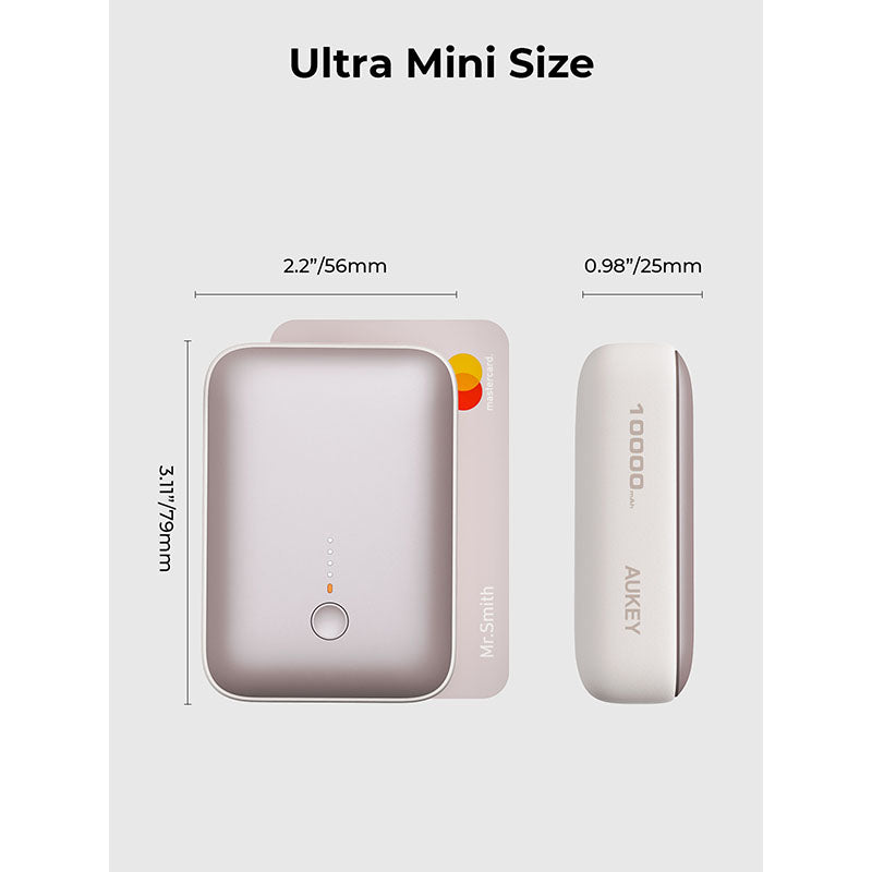 Aukey PB-Y55 Spark Mini 10000mAh Compact Fast Charging Power Bank with 20W PD (Desert Gold Titanium)