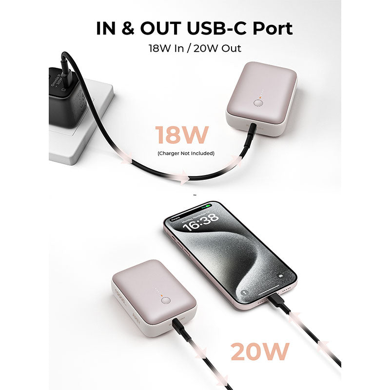 Aukey PB-Y55 Spark Mini 10000mAh Compact Fast Charging Power Bank with 20W PD (Desert Gold Titanium)