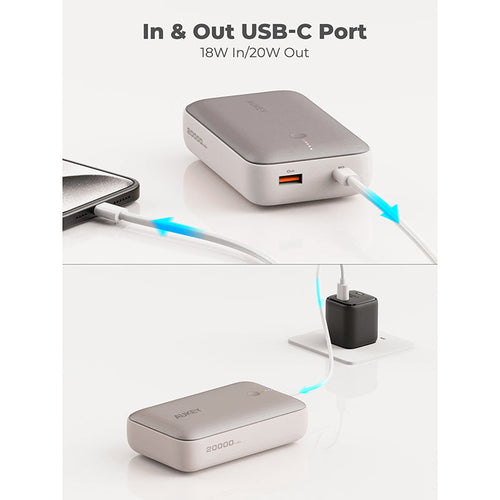 Aukey PB-Y57 Spark Mini 20000mAh Compact Fast Charging Power Bank with 20W PD (Desert Gold Titanium)