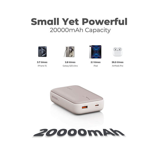 Aukey PB-Y57 Spark Mini 20000mAh Compact Fast Charging Power Bank with 20W PD (Desert Gold Titanium)