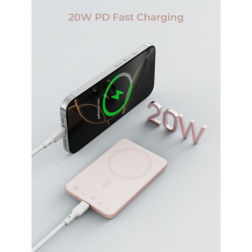 Aukey PB-MS07 MagFusion M Qi2 5000mAh Magnetic Wireless Power Bank - Dawn Peach