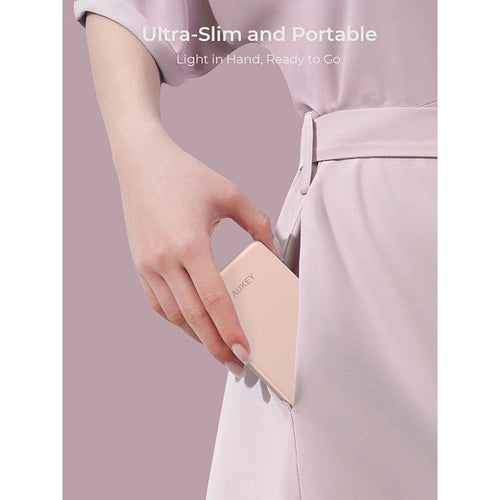 Aukey PB-MS07 MagFusion M Qi2 5000mAh Magnetic Wireless Power Bank - Dawn Peach