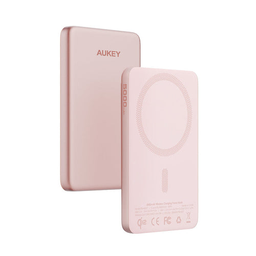 Aukey PB-MS07 MagFusion M Qi2 5000mAh Magnetic Wireless Power Bank - Dawn Peach