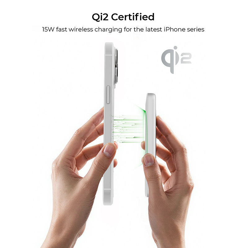 Aukey PB-MS07 MagFusion M Qi2 5000mAh Magnetic Wireless Power Bank - Silver White