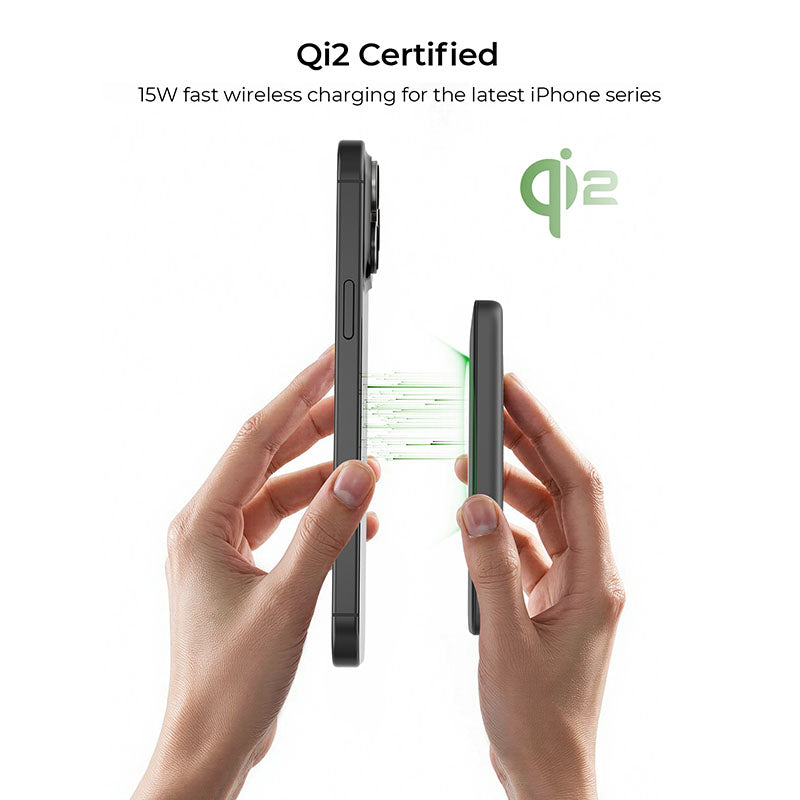 Aukey PB-MS07 MagFusion M Qi2 5000mAh Magnetic Wireless Power Bank - Dark Gray
