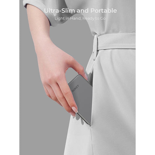 Aukey PB-MS07 MagFusion M Qi2 5000mAh Magnetic Wireless Power Bank - Dark Gray