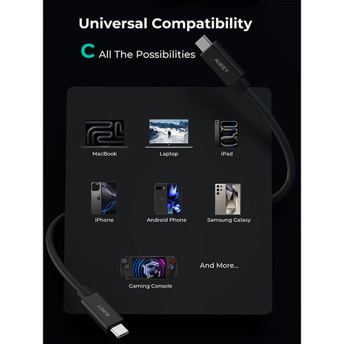 Aukey CB-DCC402 Circlet Mix 80G 1.5m USB4 V2.0 80Gbps USB-C to USB-C Cable - Black