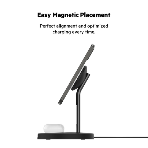 Belkin WIZ010myBK BoostCharge Pro 2in1 Wireless Charger Stand with MagSafe 15W + adapter (Black)