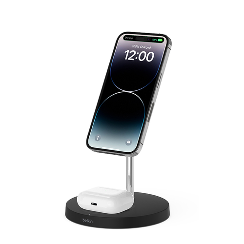 Belkin WIZ010myBK BoostCharge Pro 2in1 Wireless Charger Stand with MagSafe 15W + adapter (Black)