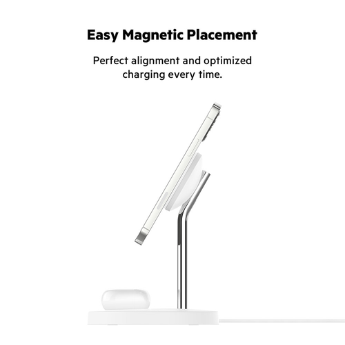 Belkin WIZ010myWH BoostCharge Pro 2in1 Wireless Charger Stand with MagSafe 15W + adapter (White)