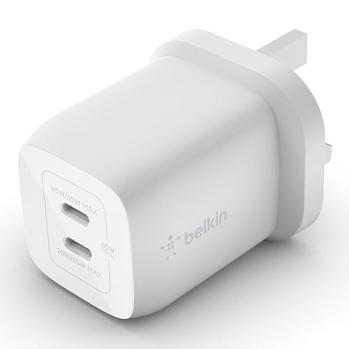 Belkin WCH013myWH BoostCharge Pro Dual USB-C GaN Wall Charger with PPS 65W