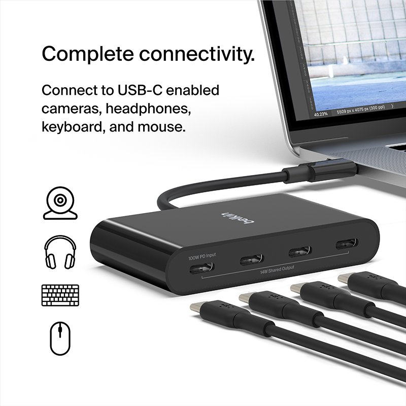 Belkin AVC018btBK Connect USB-C to 4-Port USB-C Hub