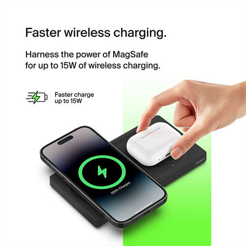 Belkin WIZ019btBK MagSafe 2-in-1 Wireless Charging Pad (Black)
