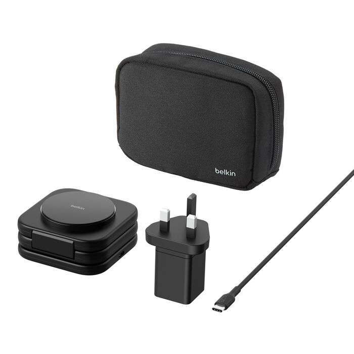 Belkin WIZ024myBK BoostCharge Pro 3-in-1 Magnetic Wireless Charging Travel Pad with Qi2 15W