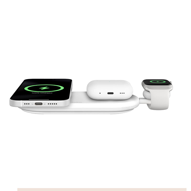 Belkin WIZ022qcWH Qi2 3-in-1 Wireless Charging Pad (White)