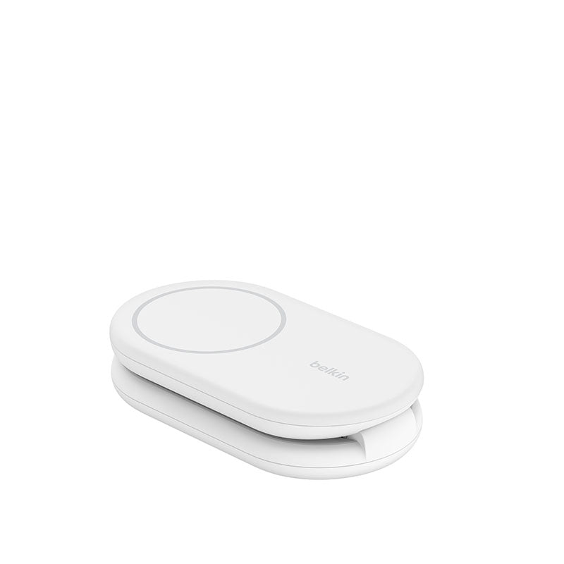 Belkin WIZ028qcWH BoostCharge 2-in-1 Magnetic Foldable Wireless Charger with Qi2 15W (White)