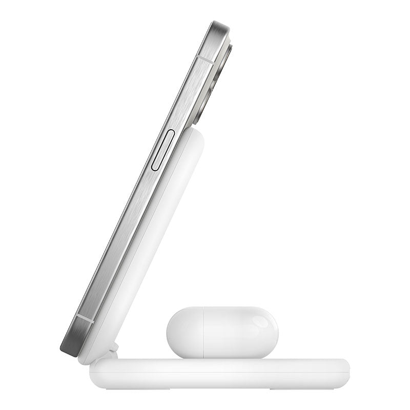 Belkin WIZ028qcWH BoostCharge 2-in-1 Magnetic Foldable Wireless Charger with Qi2 15W (White)