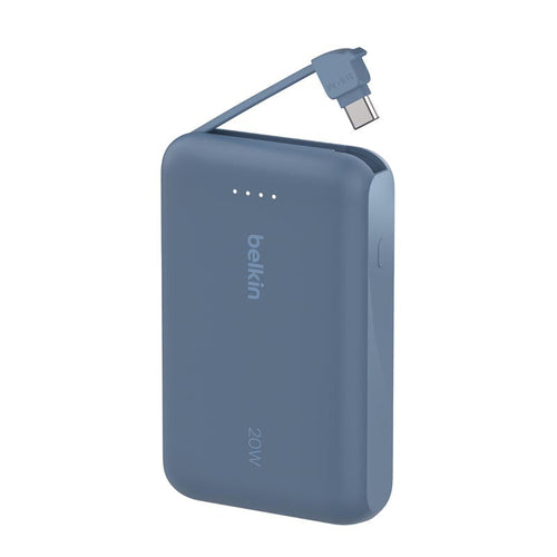 Belkin BPB021fqBL BoostCharge Power Bank 10K with Integrated Cable (Blue)