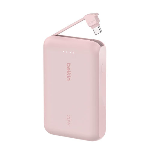 Belkin BPB021fqPK BoostCharge Power Bank 10K with Integrated Cable (Pink)