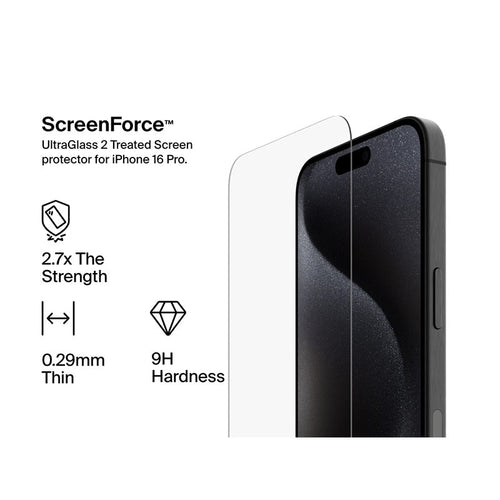 Belkin OVA157fq ScreenForce UltraGlass 2 Treated Screen Protector for iPhone 16 Pro