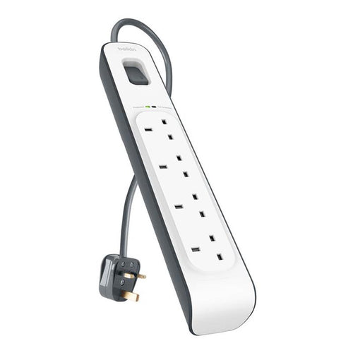 Belkin BSV400af2M 4Way 2M Surge Protection Strip (White)