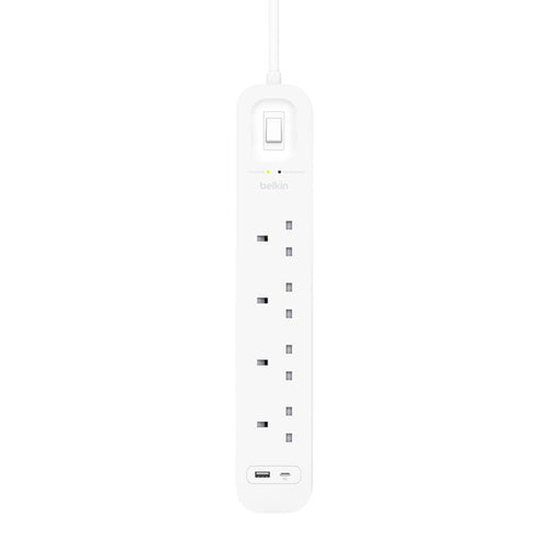 Belkin SRB001af2M 4Way 2M Surge Protection Strip with USB A + C