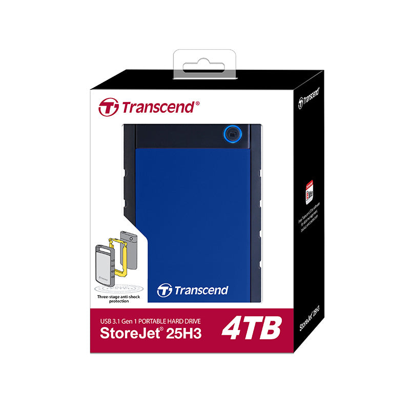 Transcend StoreJet 25H3 Portable HDD 4TB (Blue) – Challenger Singapore