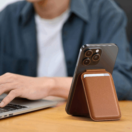 Satechi ST-VLWN Vegan Leather Magnetic Wallet Stand (Brown)