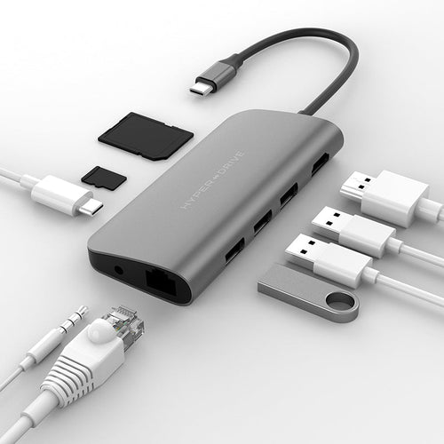 HYPERDRIVE HD30F POWER 9-in-1 USB-C Hub (Grey)
