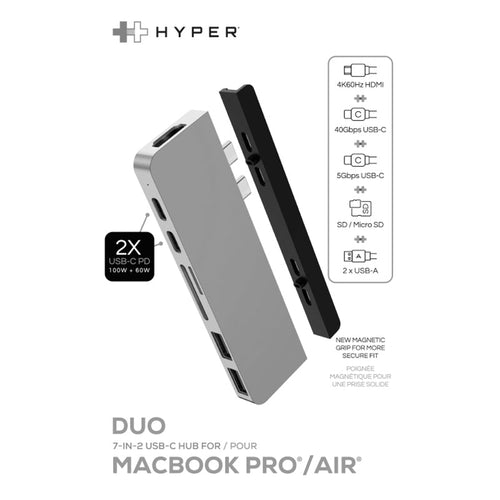HyperDrive HD28C DUO 7-in-2 USB-C Hub (Silver)