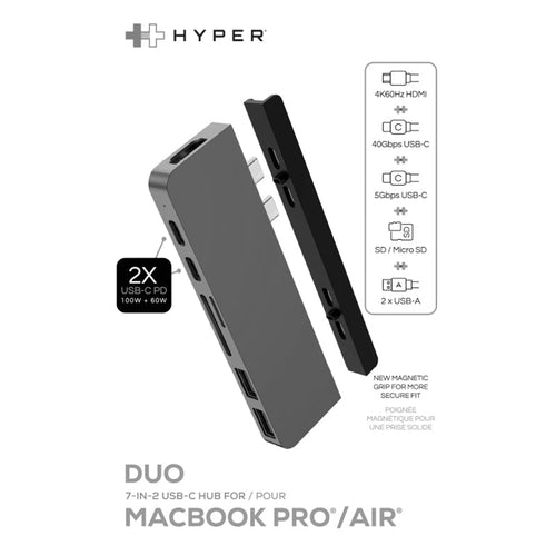 HyperDrive HD28C DUO 7-in-2 USB-C Hub (Grey)